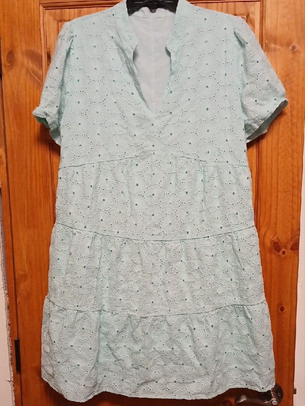 Light Mint Mini Dress with Textured Dot Detail